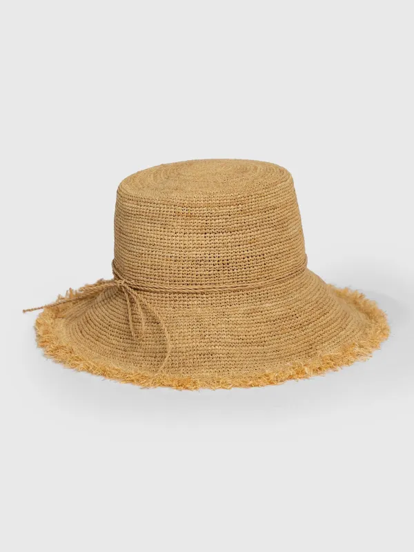 Hat Attack Women's Packable Raffia Bucket Hat made by Hat Attack