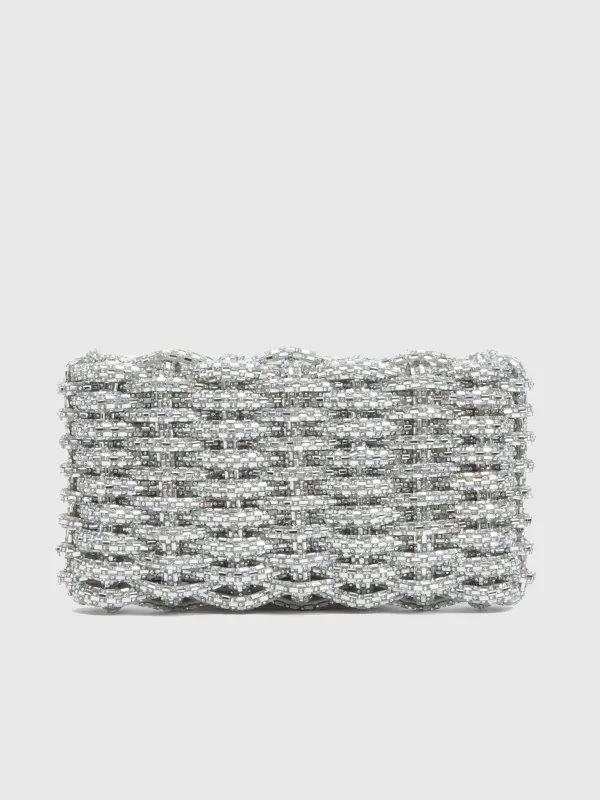 Simkhai Morgan Woven Rhinestone Clutch made by Simkhai