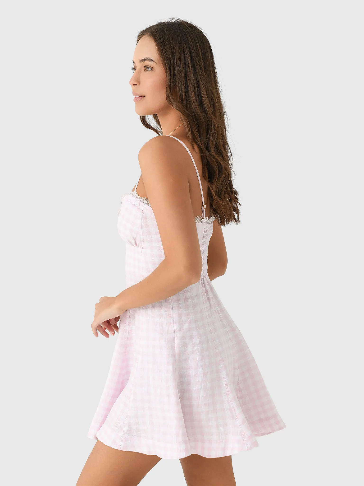 LoveShackFancy Women's Shai Linen Gingham Mini Dress sold by Saint Bernard product image thumbnail 3