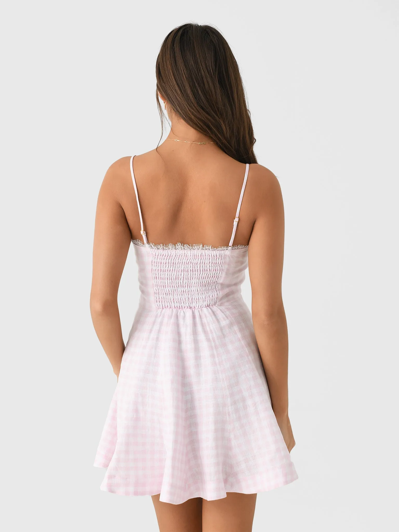 LoveShackFancy Women's Shai Linen Gingham Mini Dress sold by Saint Bernard product image thumbnail 4