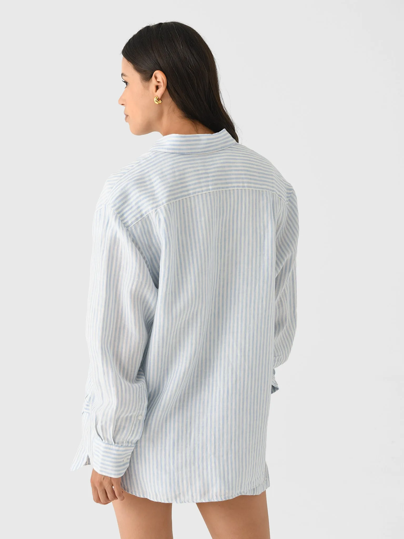 Lacoste Women's Oversized Striped Linen Shirt sold by Saint Bernard product image thumbnail 5