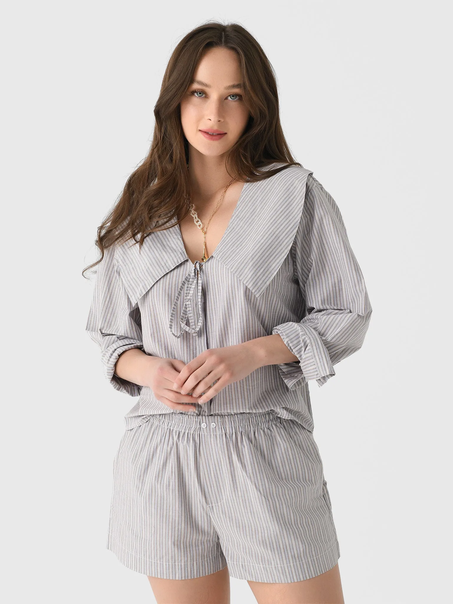 Deiji Studios Women's Collared Tie Shirt sold by Saint Bernard