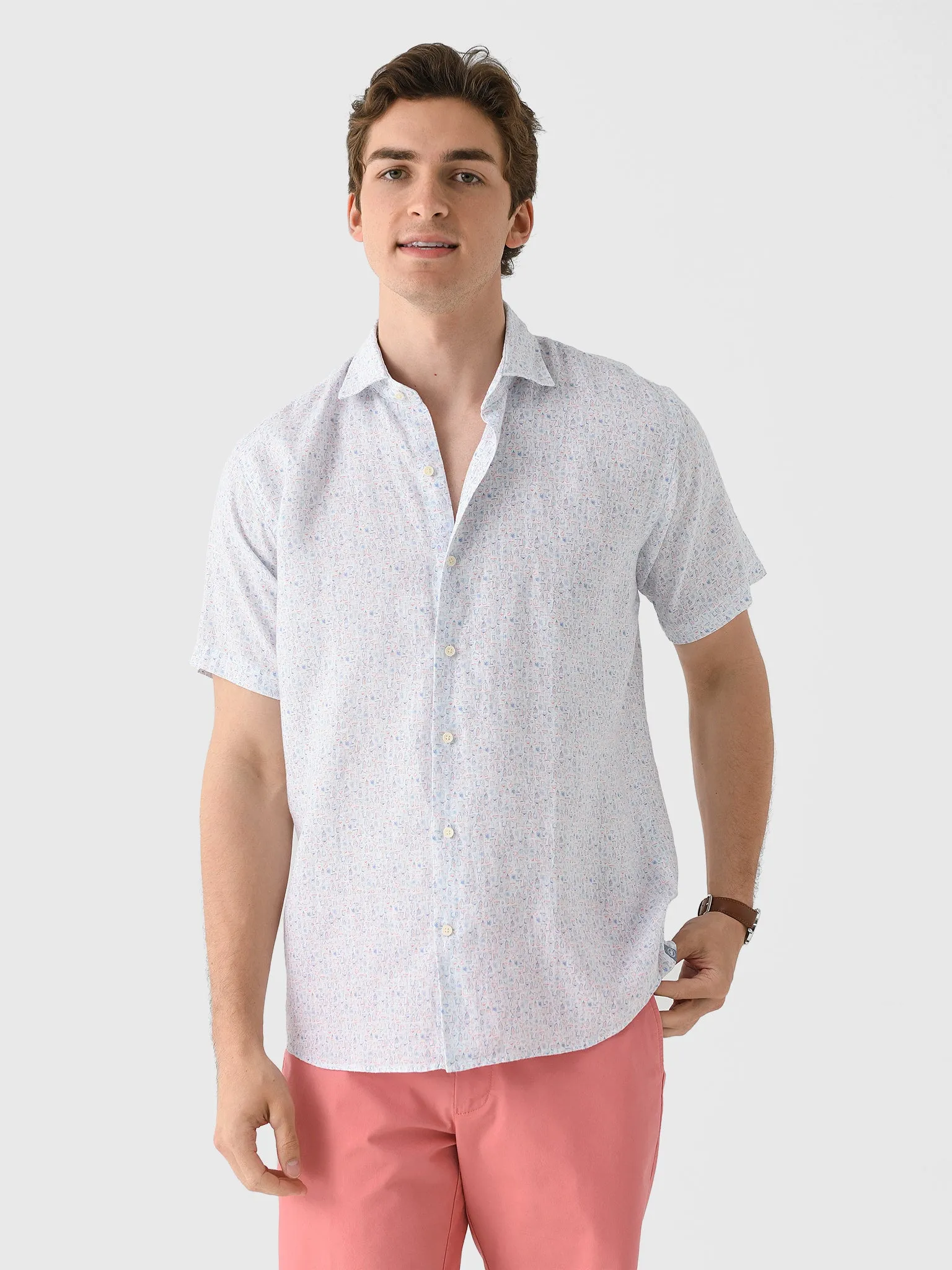Peter Millar Crown Men's Soiree Linen Sport Shirt sold by Saint Bernard