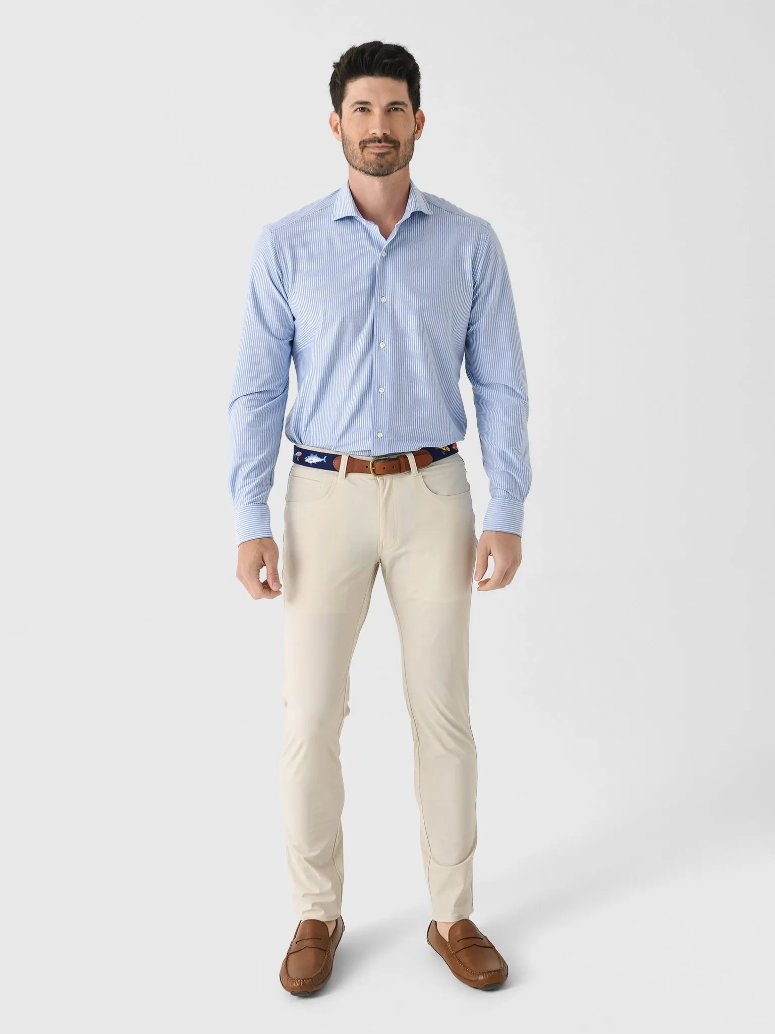 Peter Millar Crown Crafted Men's Excursionist Flex Thin Stripe Sport Shirt sold by Saint Bernard product image thumbnail 2