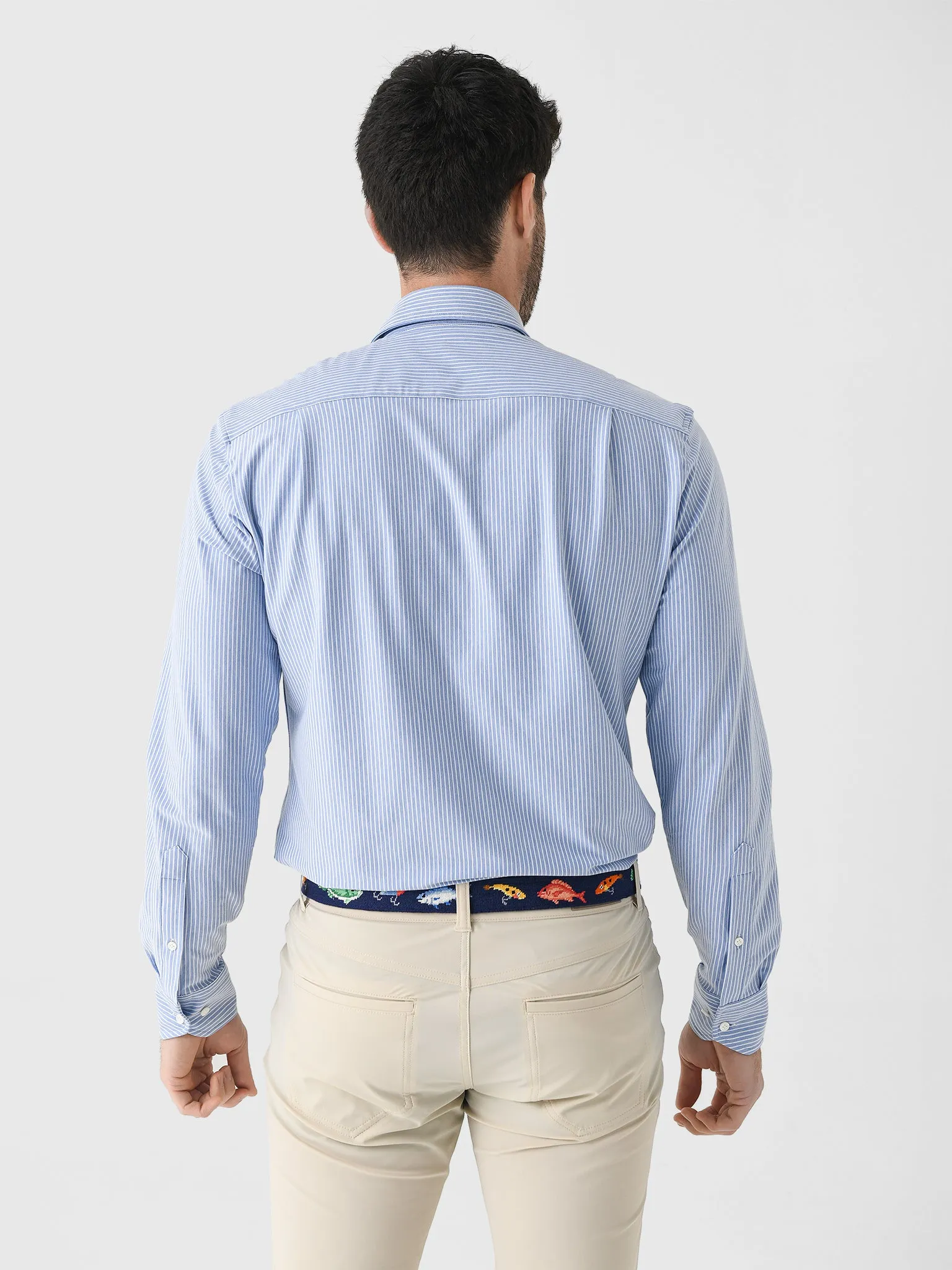 Peter Millar Crown Crafted Men's Excursionist Flex Thin Stripe Sport Shirt sold by Saint Bernard product image thumbnail 4