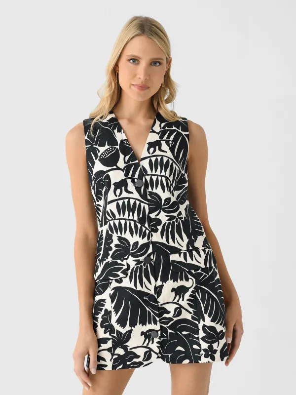 Simon Miller Women's Carob Printed Linen Mini Dress sold by Saint Bernard