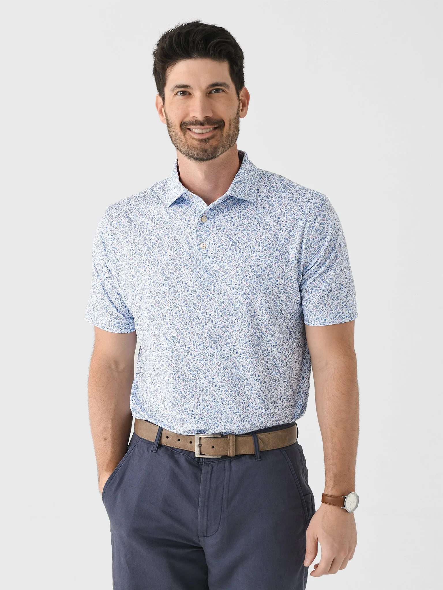 Peter Millar Crown Sport Men's Bar For The Course Performance Jersey Polo sold by Saint Bernard