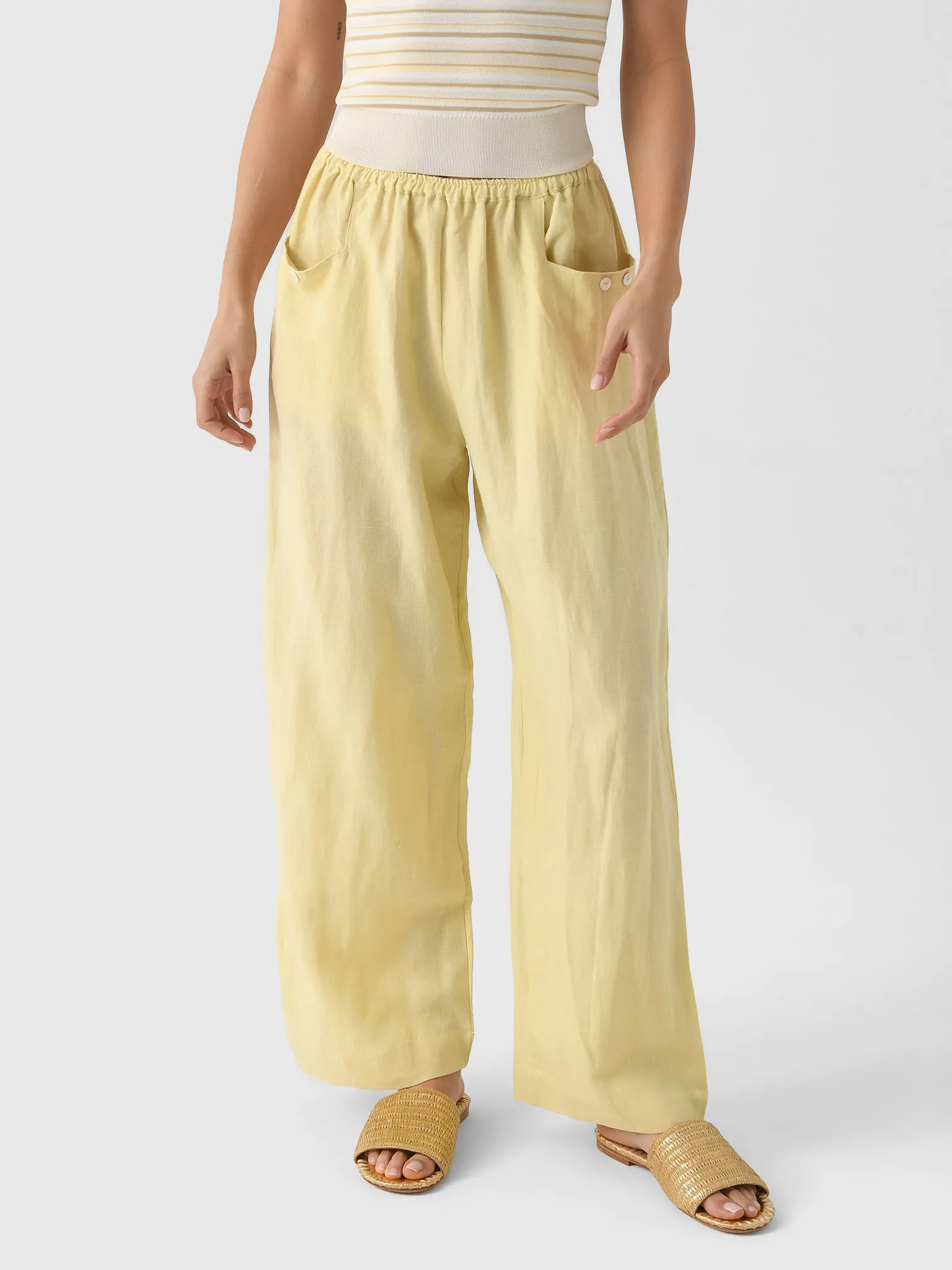 Deiji Studios Women's Linen Square Pocket Pant sold by Saint Bernard