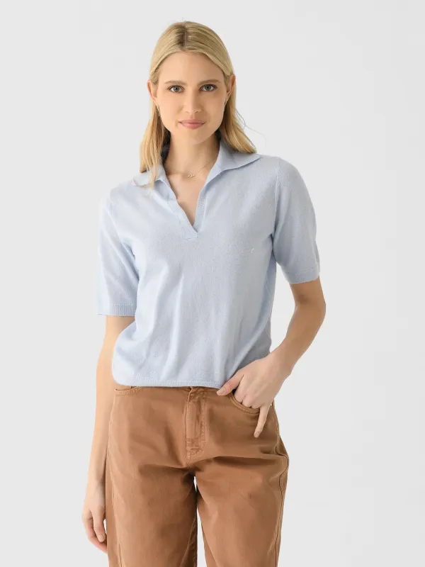 Vince Women's Cashmere-Silk Short-Sleeve Polo Sweater sold by Saint Bernard