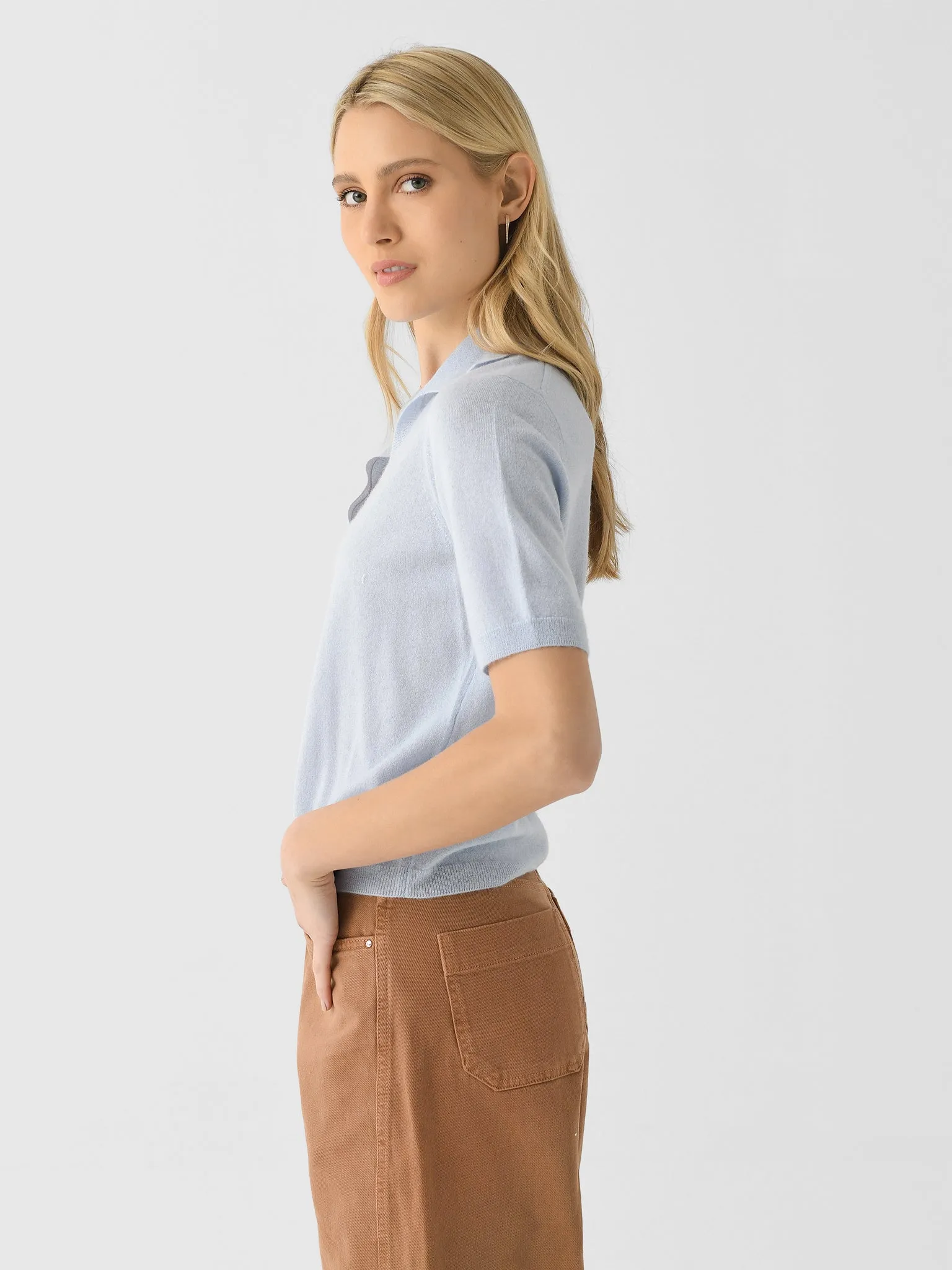 Vince Women's Cashmere-Silk Short-Sleeve Polo Sweater sold by Saint Bernard product image thumbnail 4