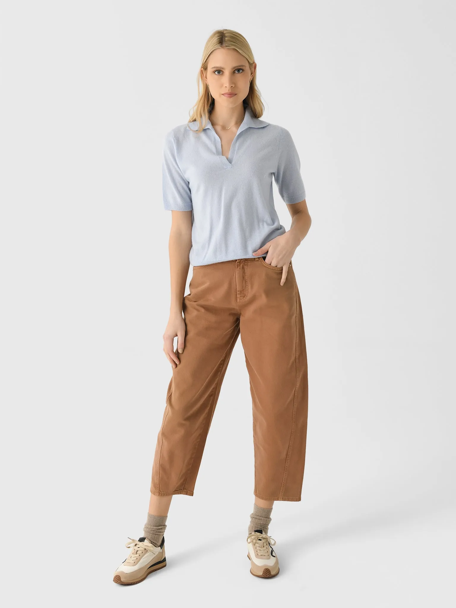 Vince Women's Cashmere-Silk Short-Sleeve Polo Sweater sold by Saint Bernard product image thumbnail 3