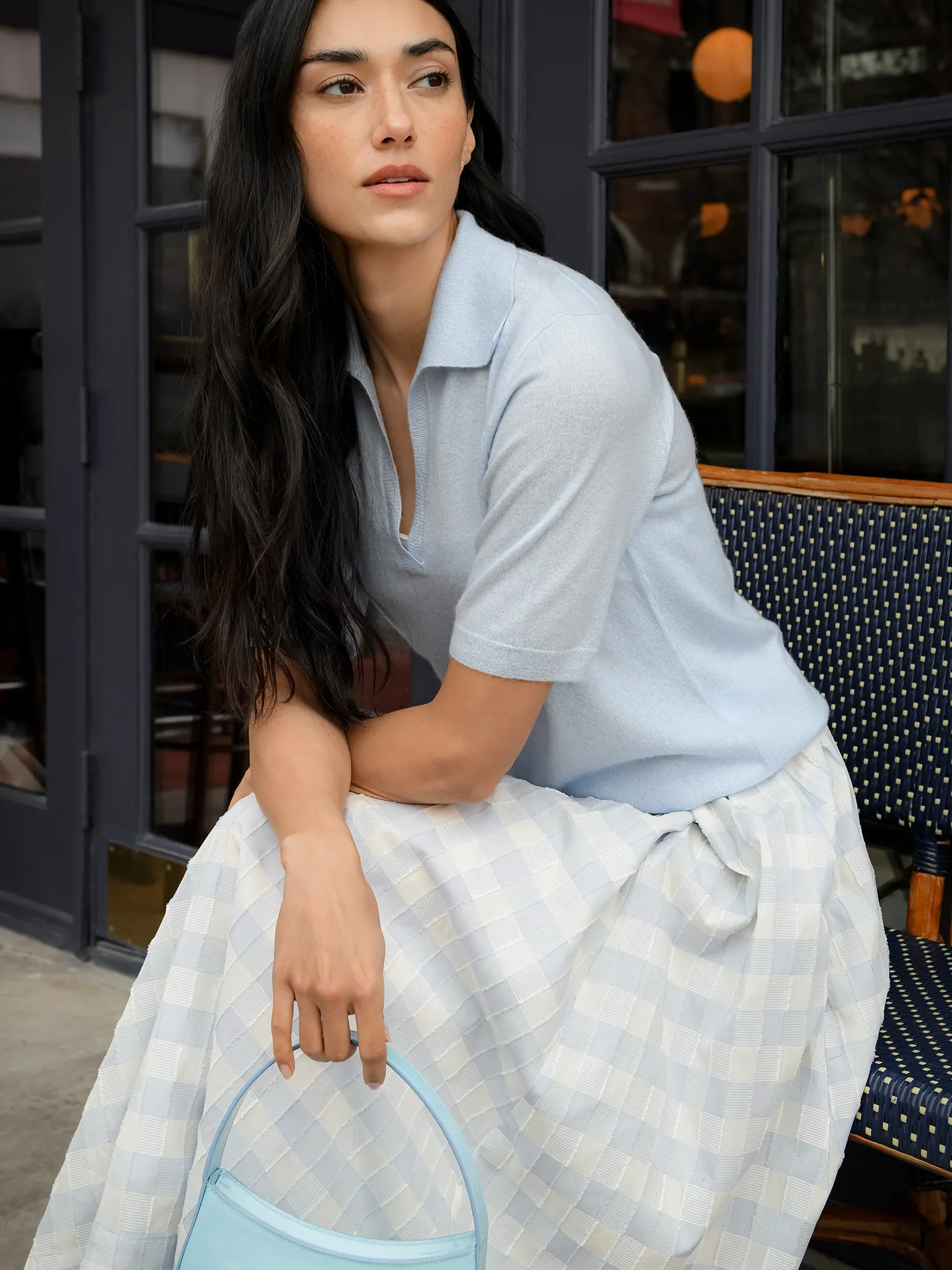 Vince Women's Cashmere-Silk Short-Sleeve Polo Sweater sold by Saint Bernard product image thumbnail 2