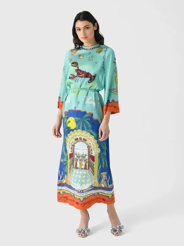 Alemais Women's Surrealist Summer Midi Silk Dress made by Alemais