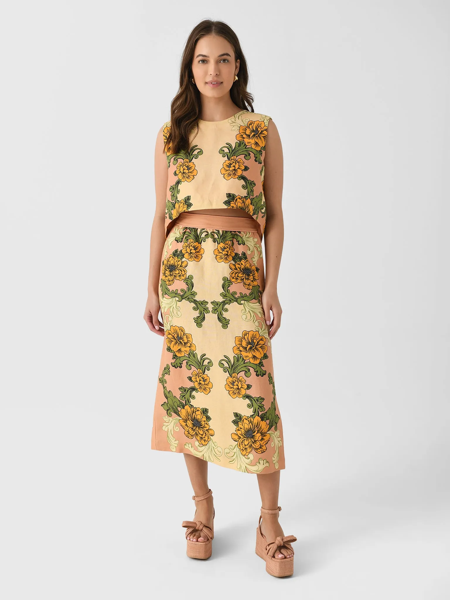 Farm Rio Women's Delicate Flower Arabesques Midi Skirt sold by Saint Bernard product image thumbnail 2