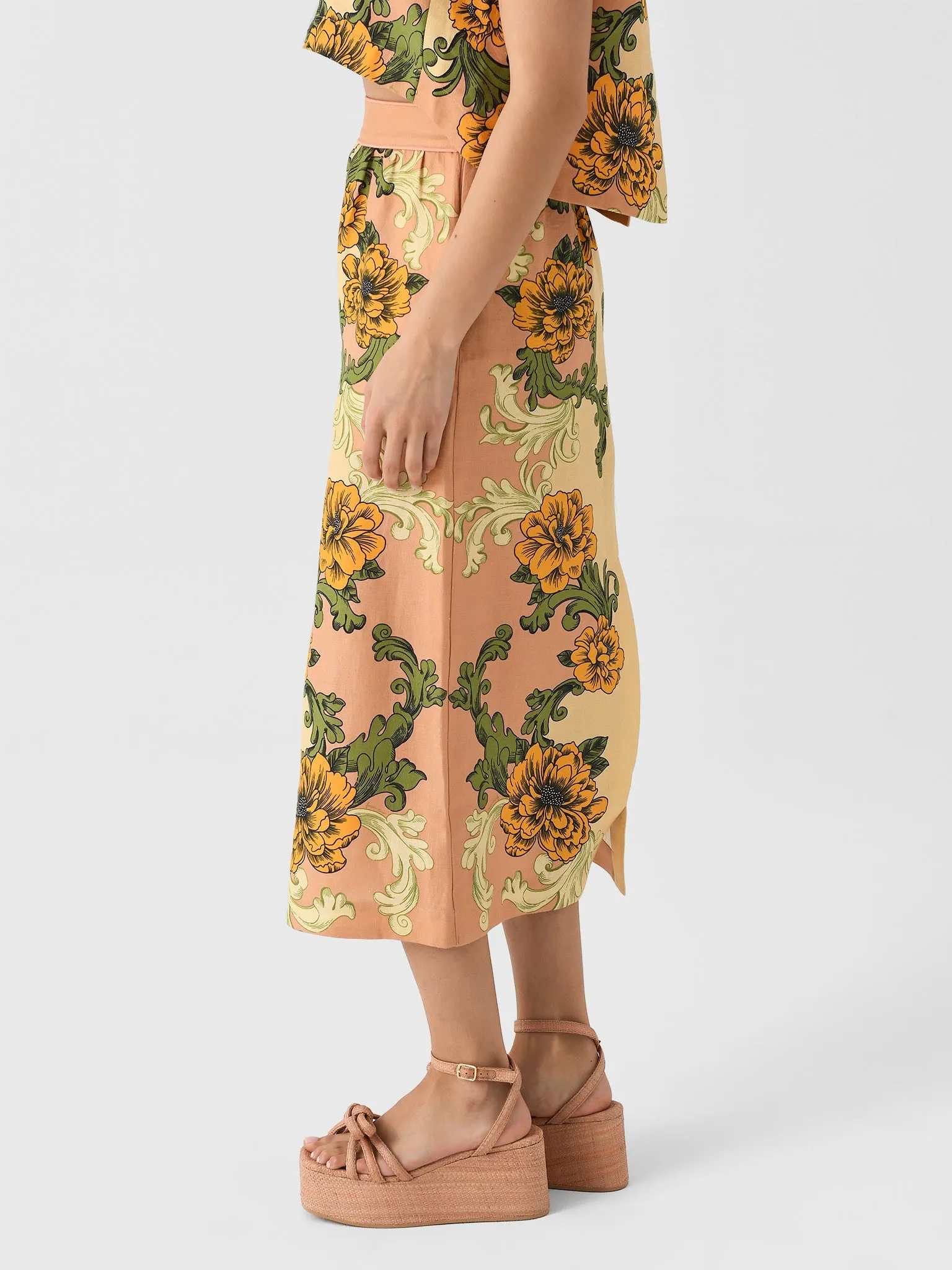 Farm Rio Women's Delicate Flower Arabesques Midi Skirt sold by Saint Bernard product image thumbnail 3