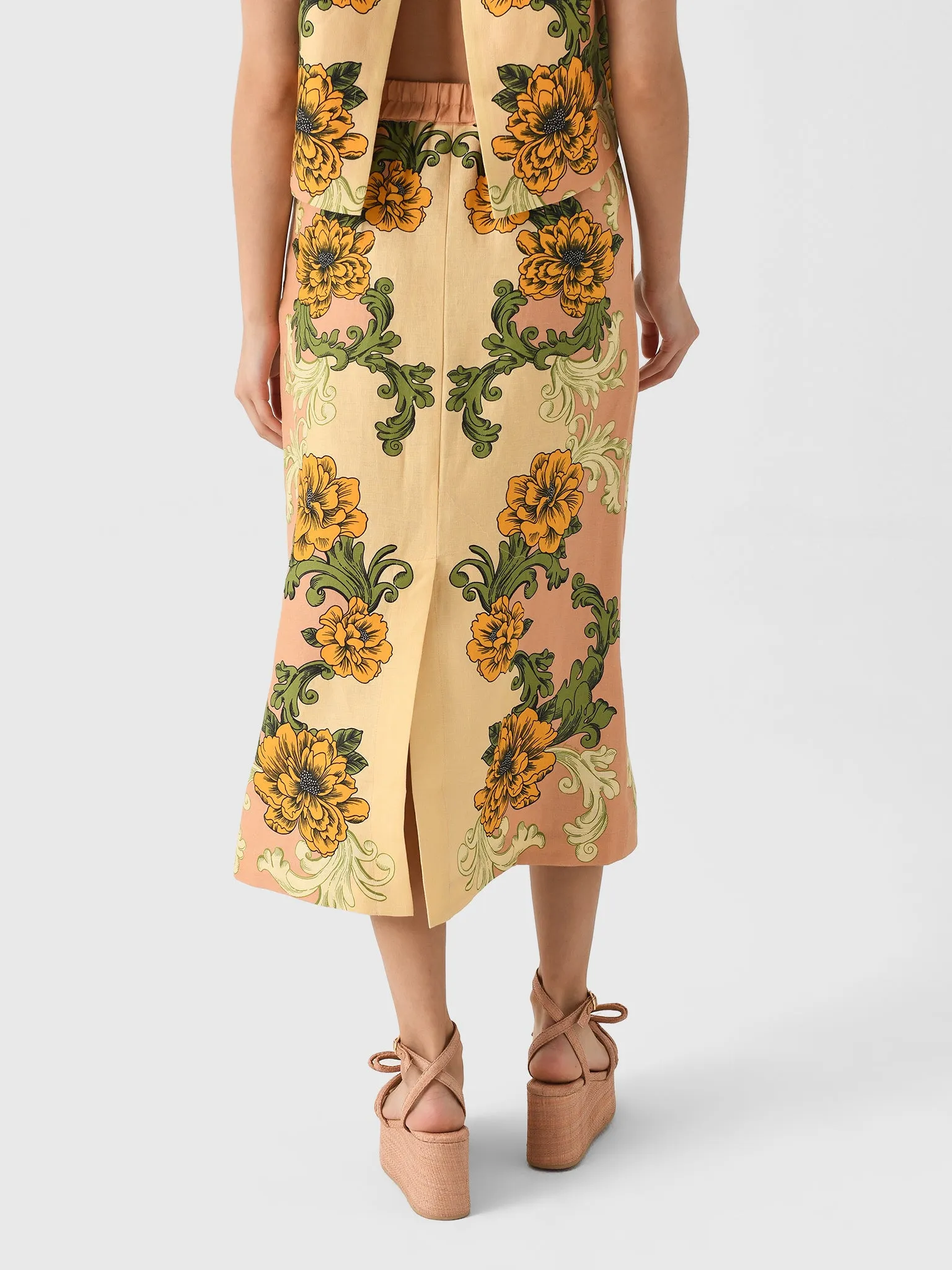 Farm Rio Women's Delicate Flower Arabesques Midi Skirt sold by Saint Bernard product image thumbnail 4