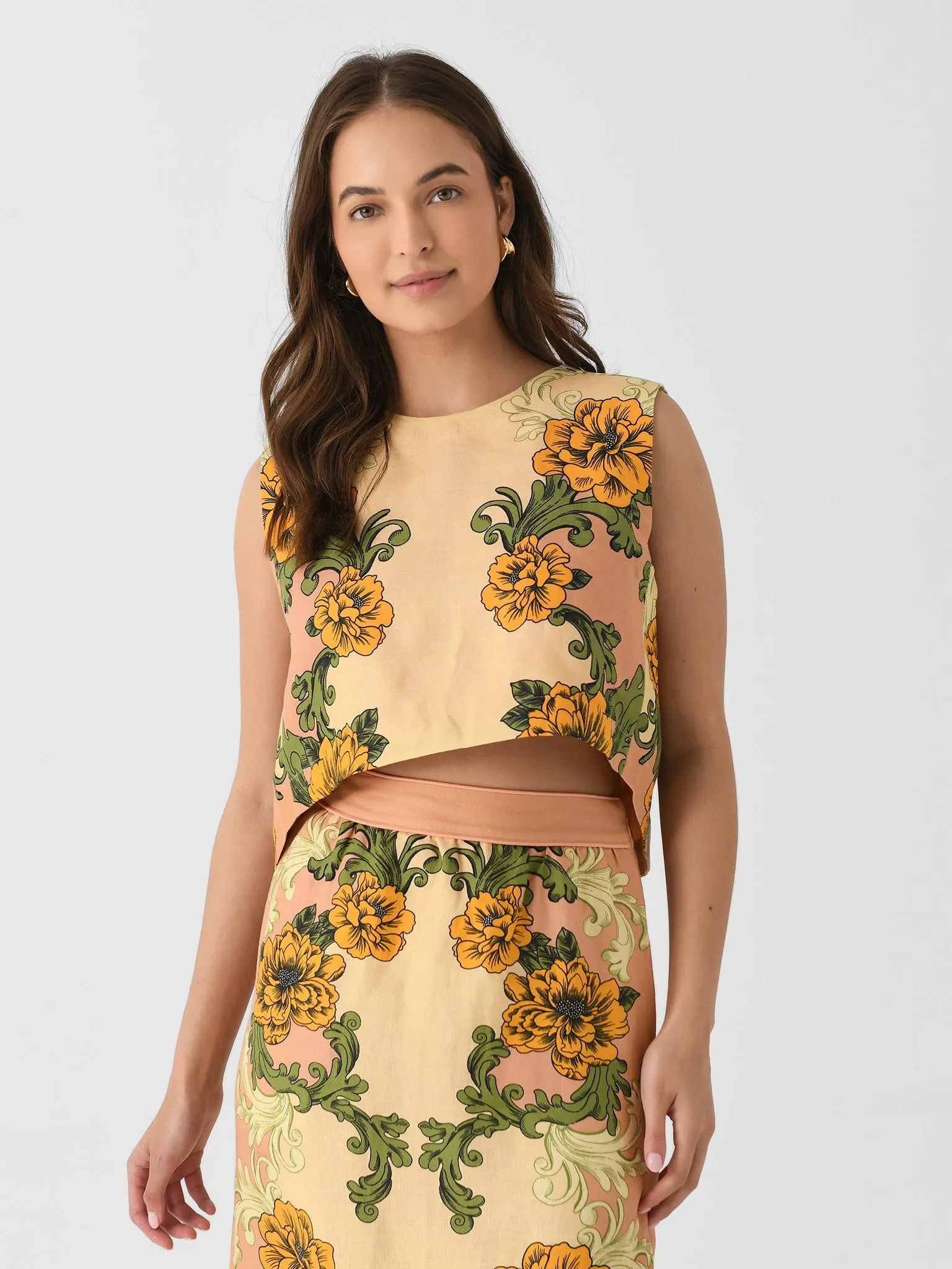 Farm Rio Women's Delicate Flower Arabesques Crop Top sold by Saint Bernard