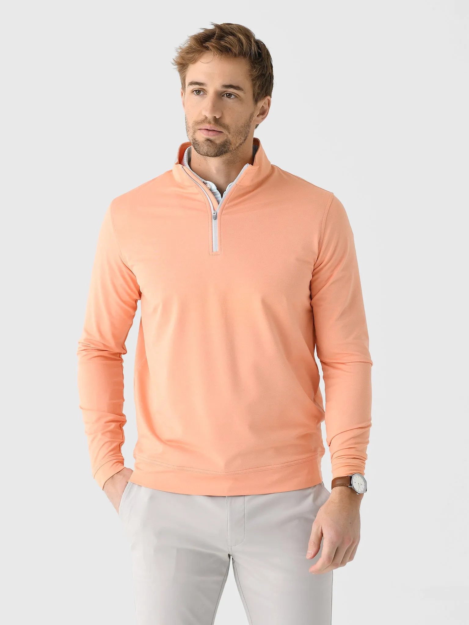 Peter Millar Crown Sport Men's Perth Mélange Performance Quarter-Zip sold by Saint Bernard