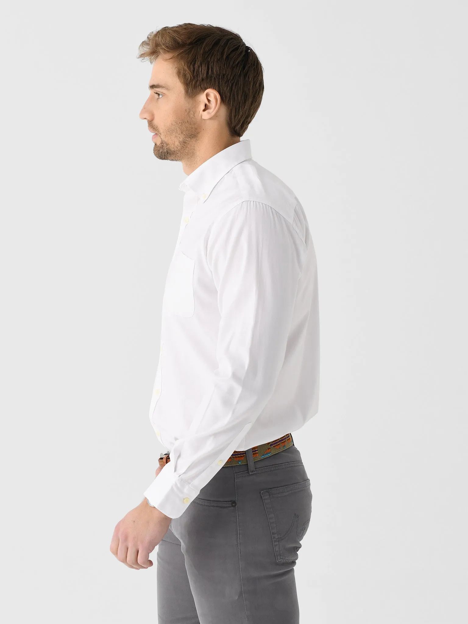 Peter Millar Crown Men's Campbell Perfect Pinpoint Cotton-Stretch Sport Shirt sold by Saint Bernard product image thumbnail 3