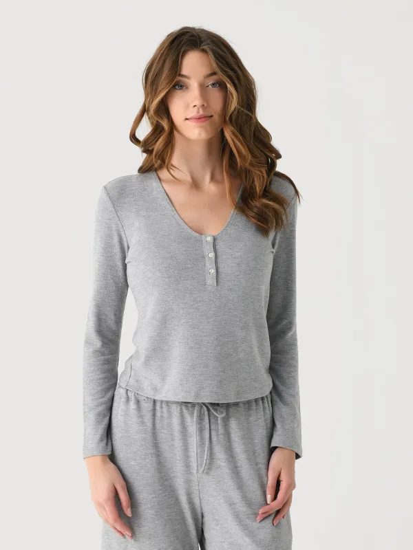 Leset Women's Lauren V-Neck Henley made by Leset