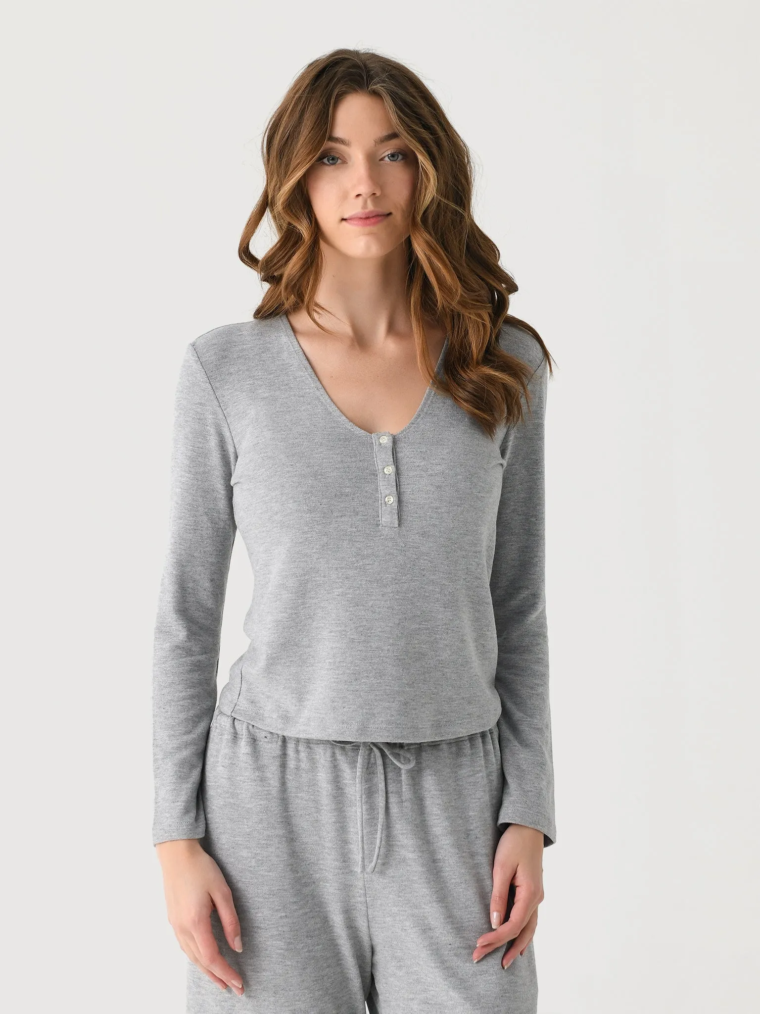 Leset Women's Lauren V-Neck Henley sold by Saint Bernard