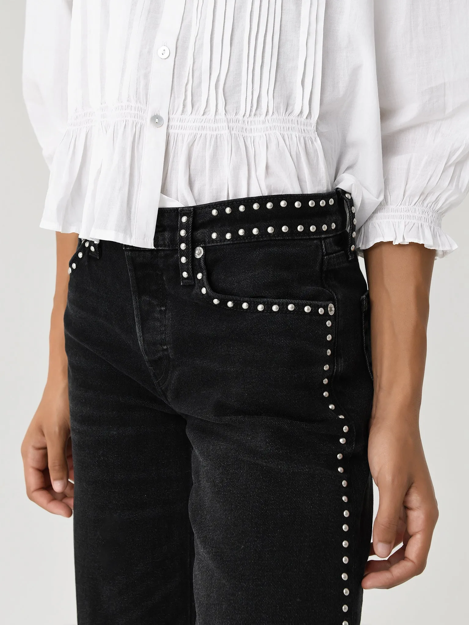 Re/Done Women's Studded Mid Rise Wide Leg Jean sold by Saint Bernard product image thumbnail 5