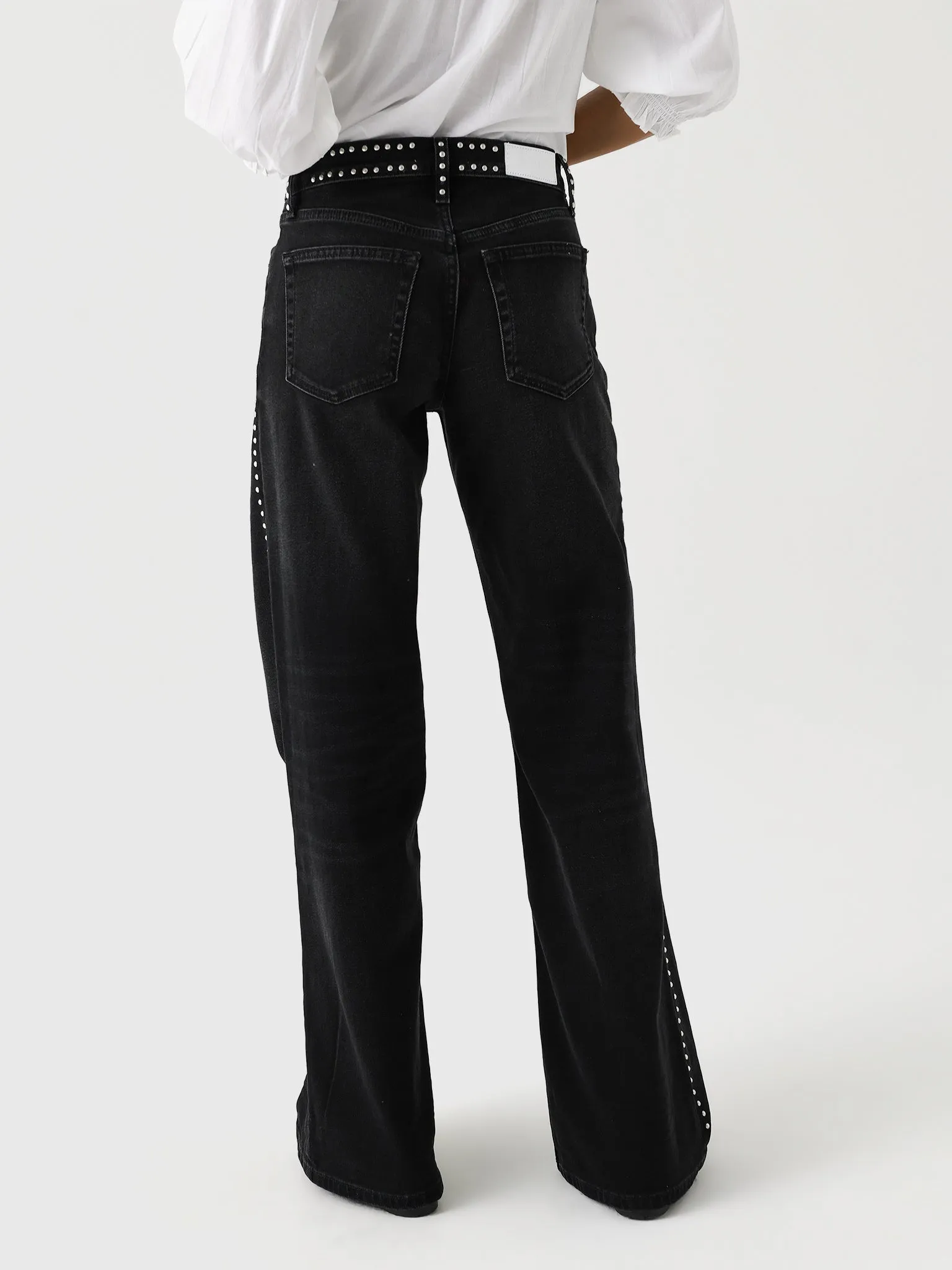 Re/Done Women's Studded Mid Rise Wide Leg Jean sold by Saint Bernard product image thumbnail 4