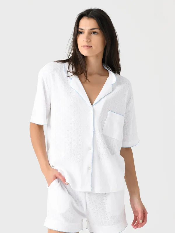 Lenora Women's Liza Pointelle Cotton Short Pajama Set made by Lenora