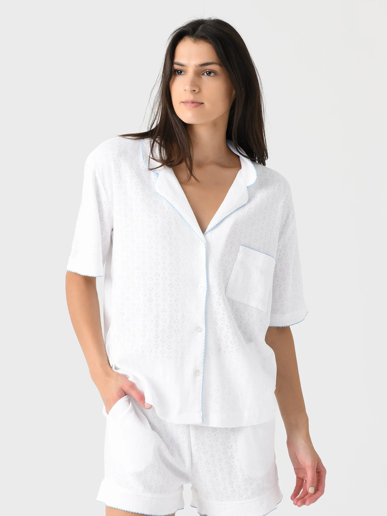Lenora Women's Liza Pointelle Cotton Short Pajama Set sold by Saint Bernard