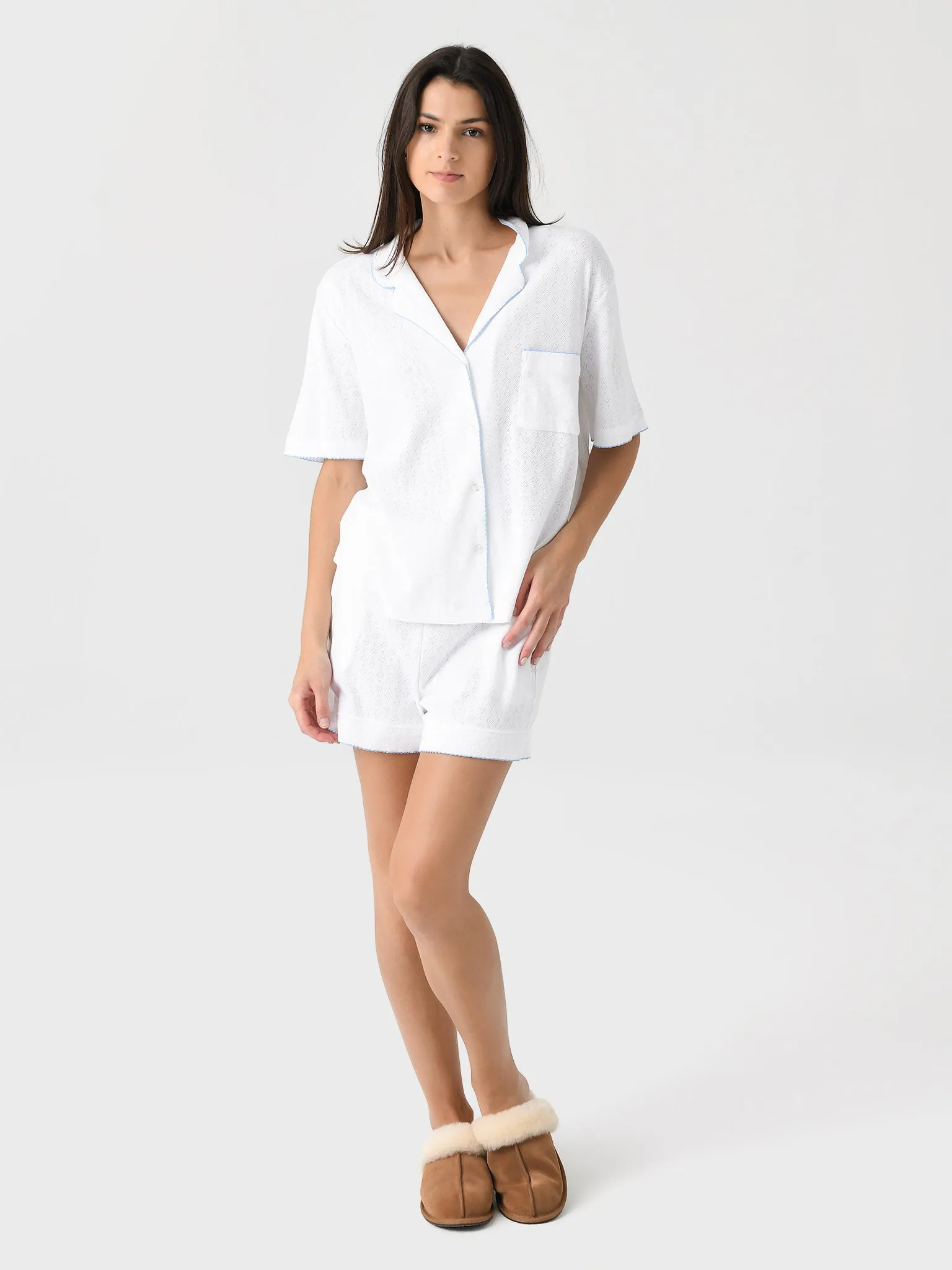 Lenora Women's Liza Pointelle Cotton Short Pajama Set sold by Saint Bernard product image thumbnail 2