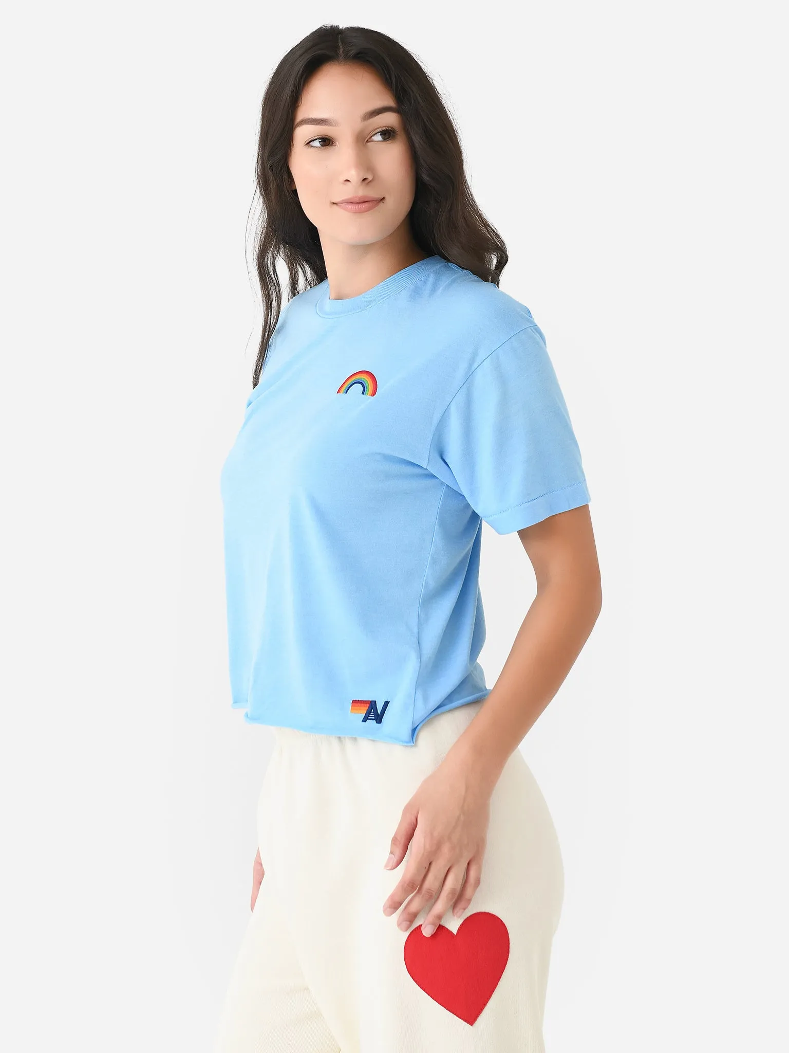 Aviator Nation Women's Rainbow Embroidery Boyfriend Tee sold by Saint Bernard product image thumbnail 3