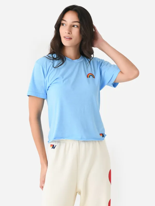 Aviator Nation Women's Rainbow Embroidery Boyfriend Tee sold by Saint Bernard