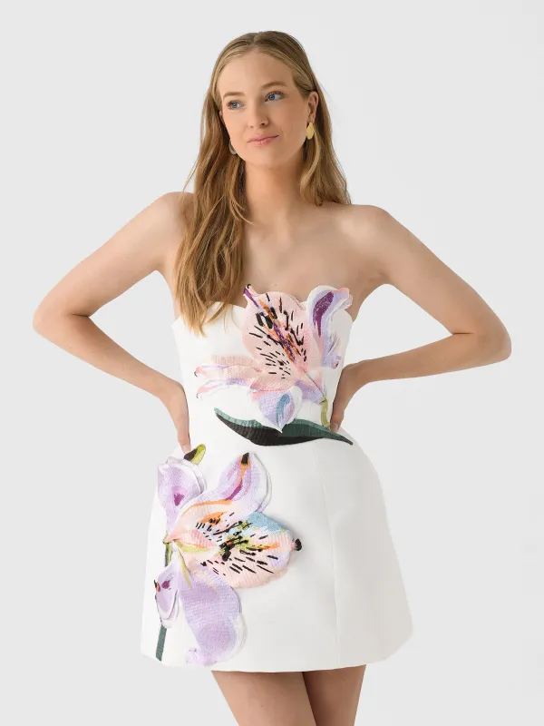 Leo Lin Women's Rosario Appliqué Floral Bustier Mini Dress made by LEO LIN