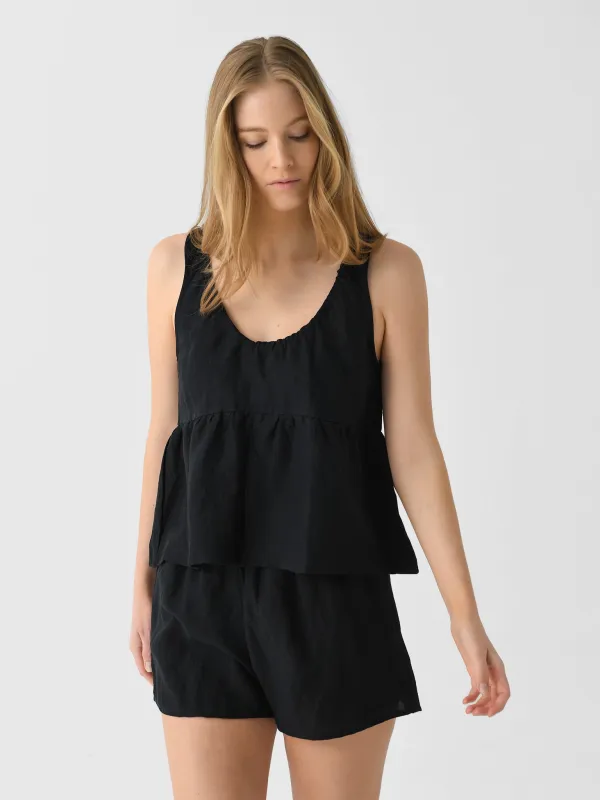 Deiji Studios Women's Gathered Linen Set sold by Saint Bernard