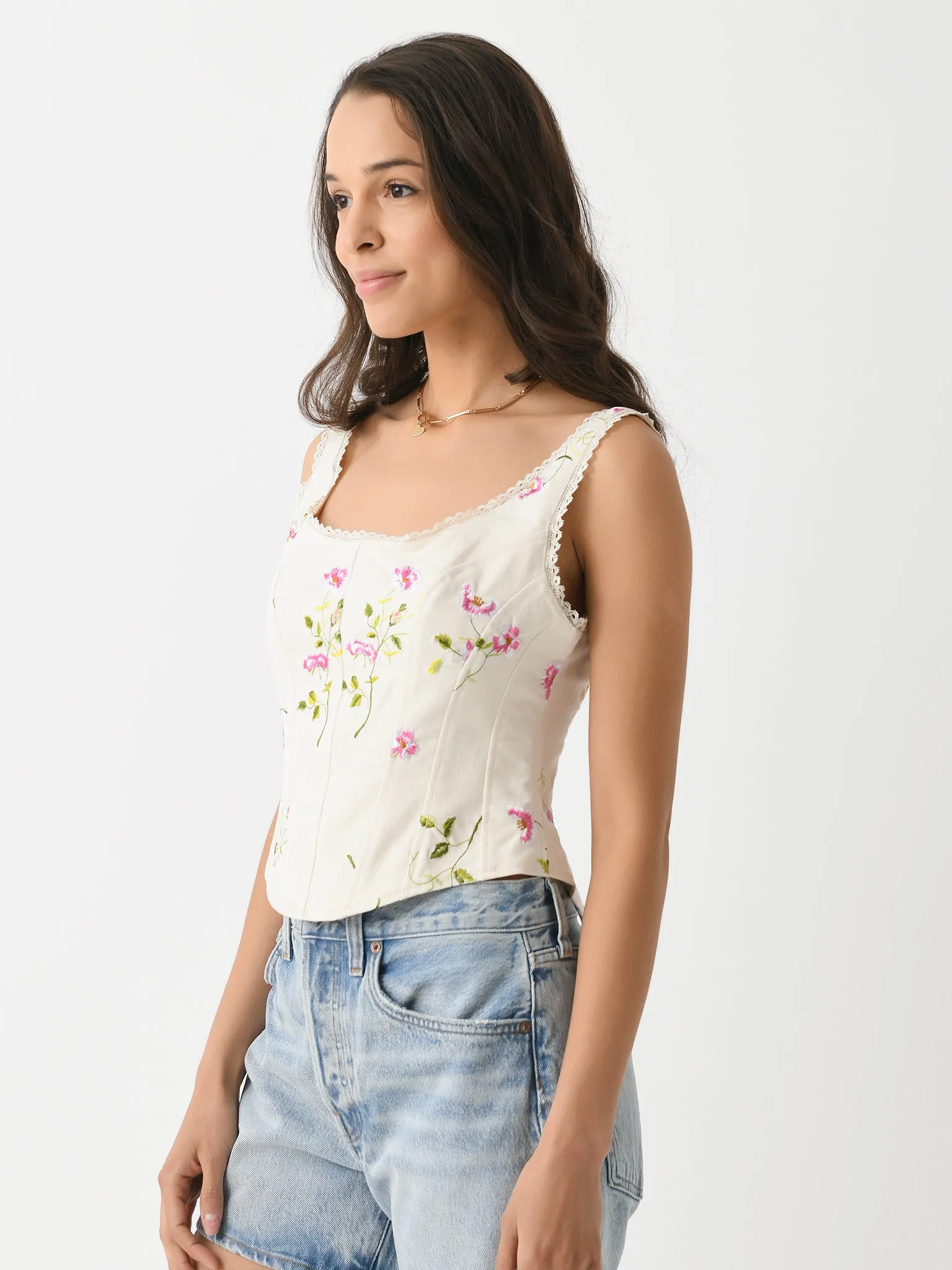 LoveShackFancy Women's Rhapsody Floral Bustier sold by Saint Bernard product image thumbnail 3