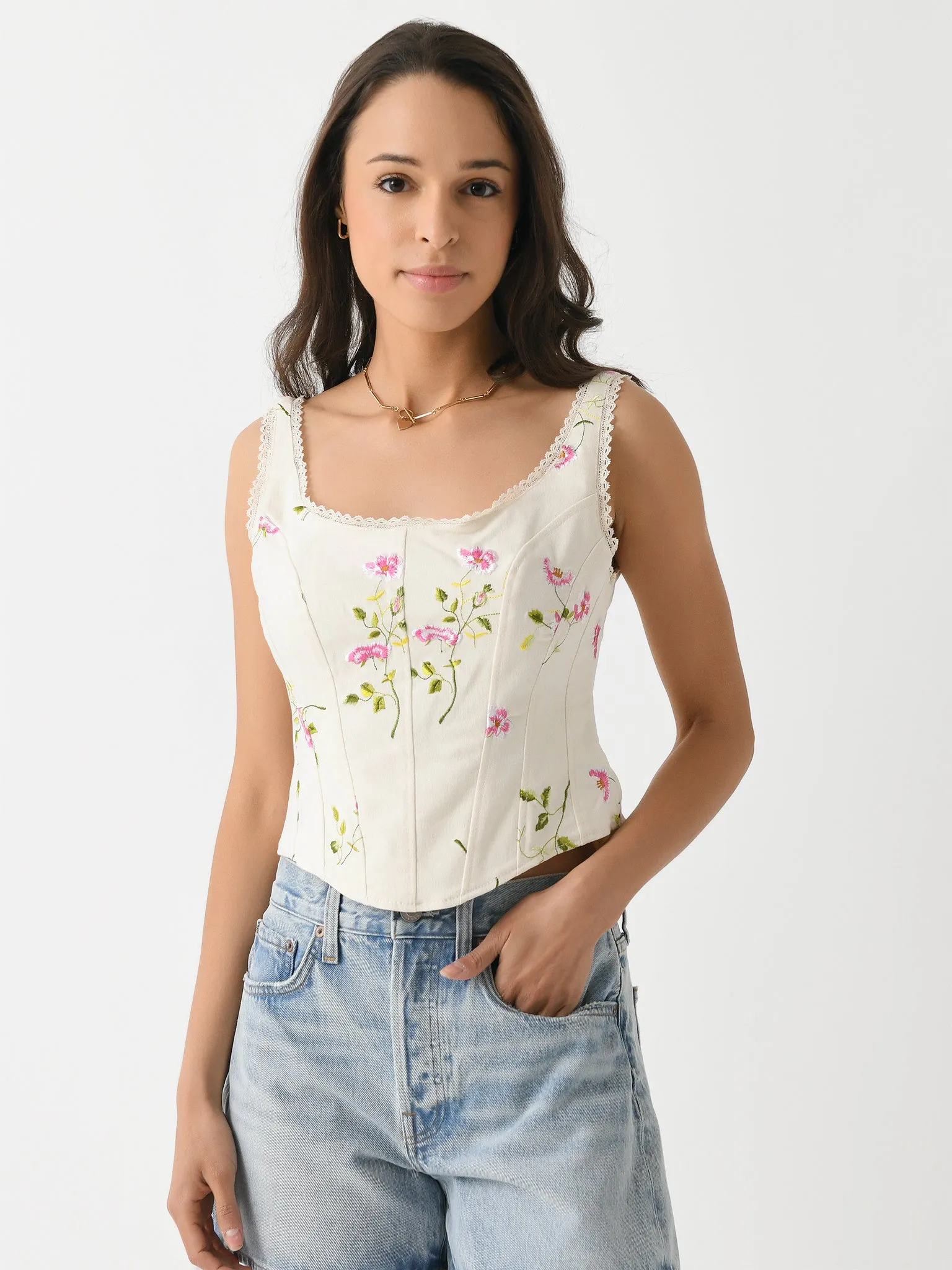 LoveShackFancy Women's Rhapsody Floral Bustier sold by Saint Bernard
