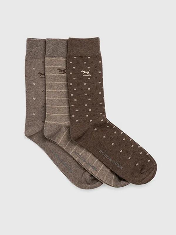 Rodd And Gunn Men's Seacliff Multi 3-Pack Socks made by Saint Bernard