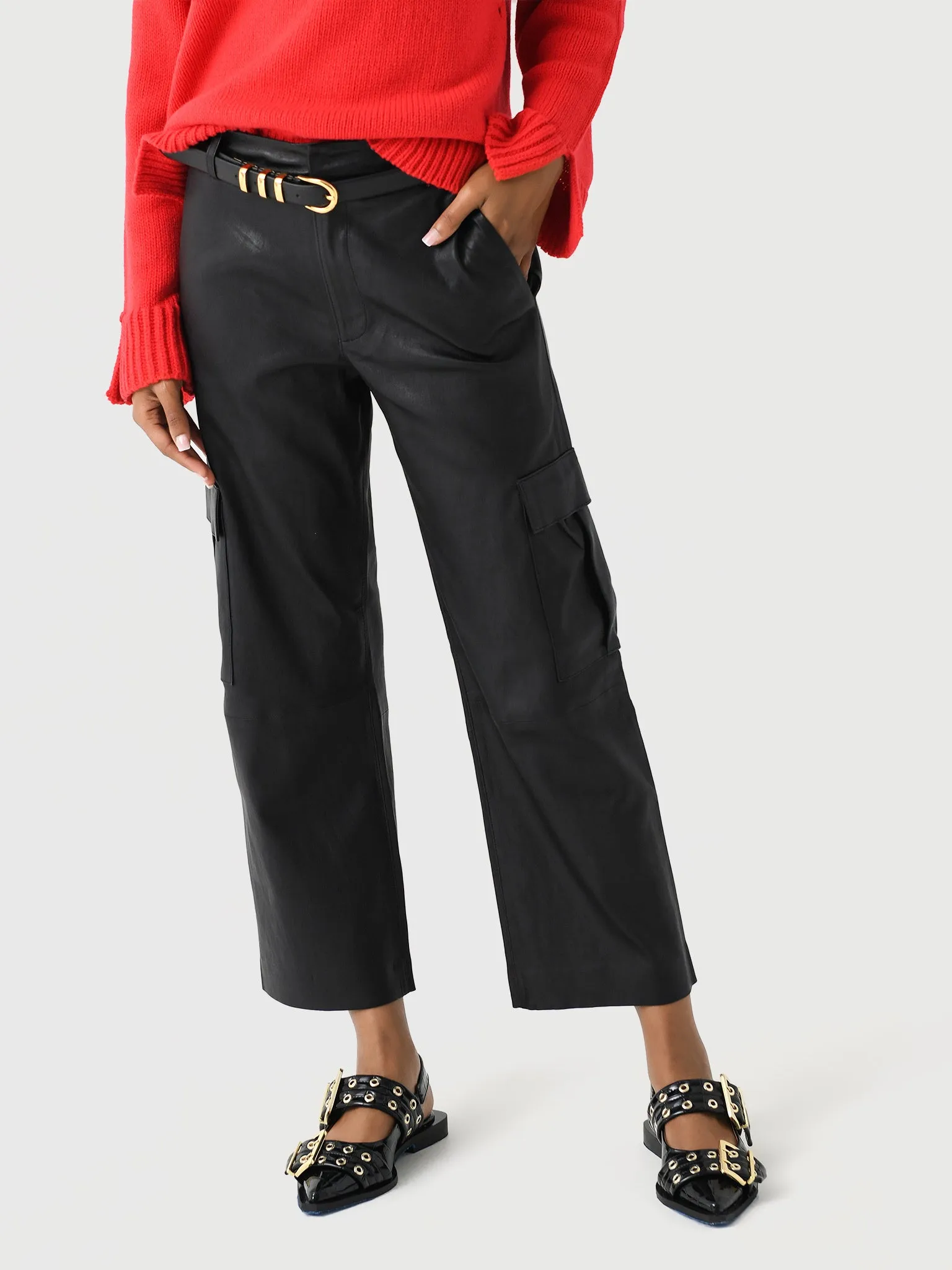 SPRWMN Women's Leather Cropped Baggy Cargo Pant sold by Saint Bernard