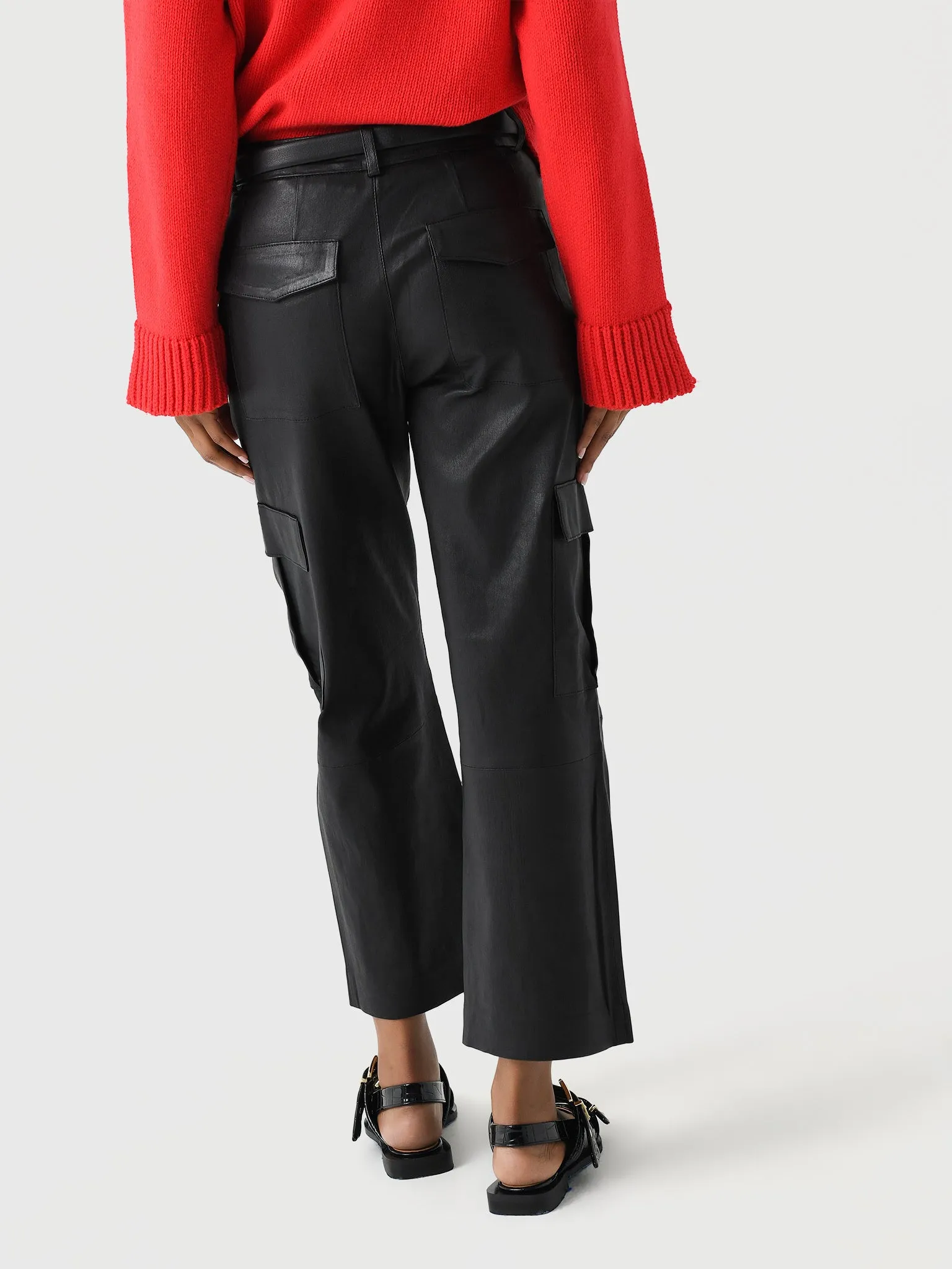 SPRWMN Women's Leather Cropped Baggy Cargo Pant sold by Saint Bernard product image thumbnail 4