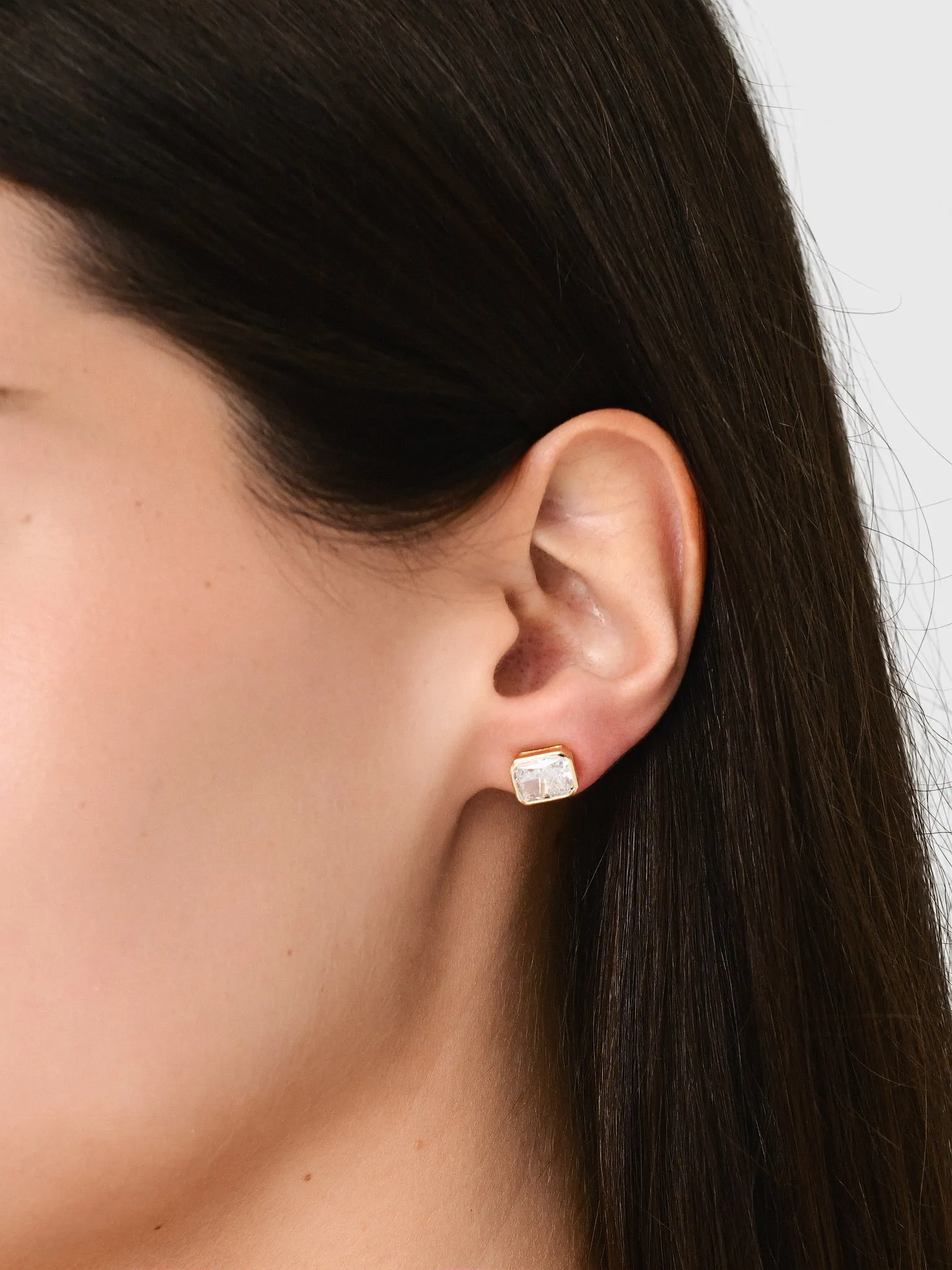 Shashi Emerald Baguette Stud Earrings sold by Saint Bernard product image thumbnail 2