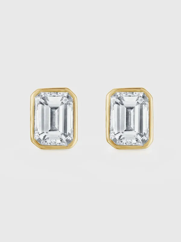 Shashi Emerald Baguette Stud Earrings sold by Saint Bernard