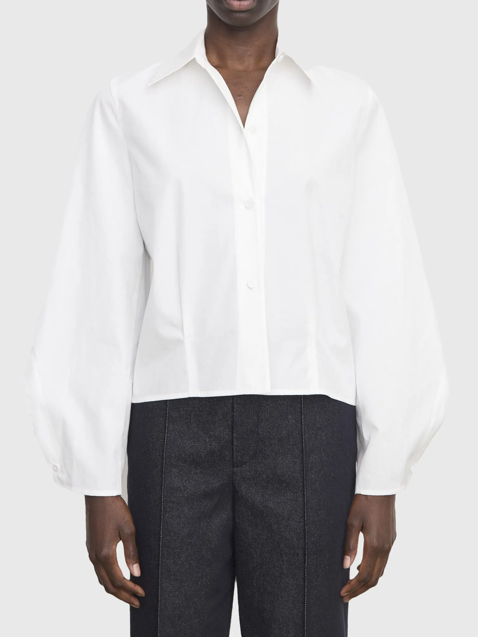 Vince Women's Sculpted Long-Sleeve Cropped Shirt sold by Saint Bernard