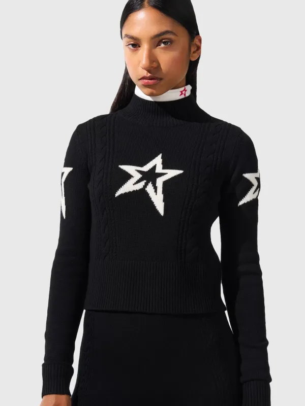 Perfect Moment Women's Cable Merino Wool Sweater made by Saint Bernard