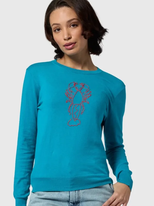 Lingua Franca Women's Lobster Crewneck Sweater made by Lingua Franca NYC