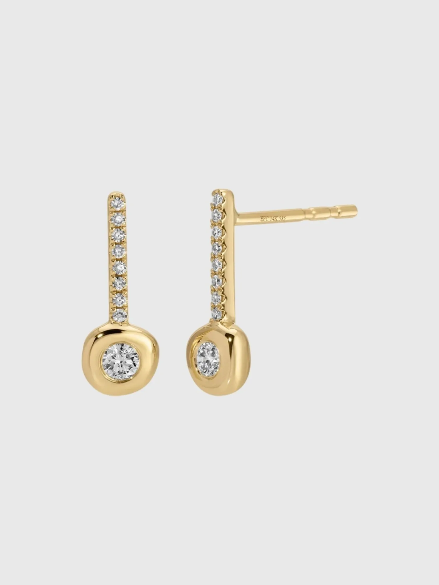 EF Collection Diamond Pillow Bar Stud Earrings sold by Saint Bernard