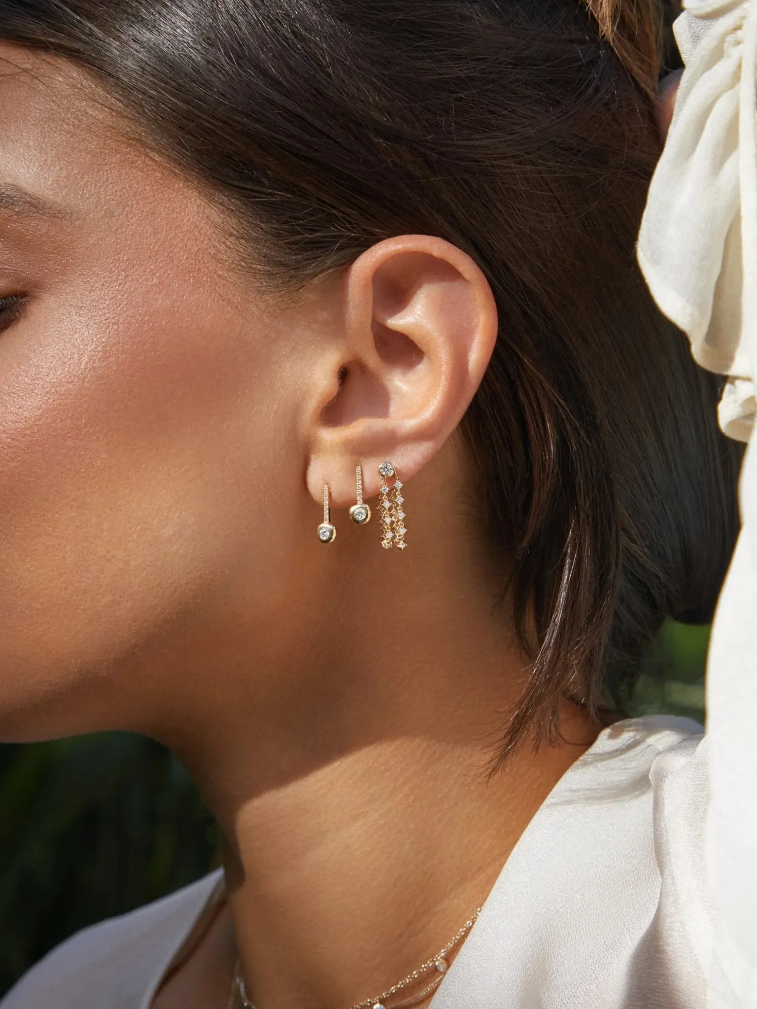 EF Collection Diamond Pillow Bar Stud Earrings sold by Saint Bernard product image thumbnail 2