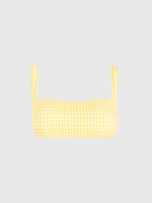 Minnow Women's Soleil Gingham Bandeau Bikini Top made by minnow