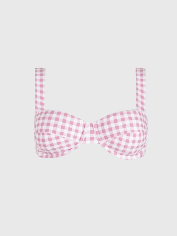 Minnow Women's Blush Gingham Cup Bikini Top made by minnow