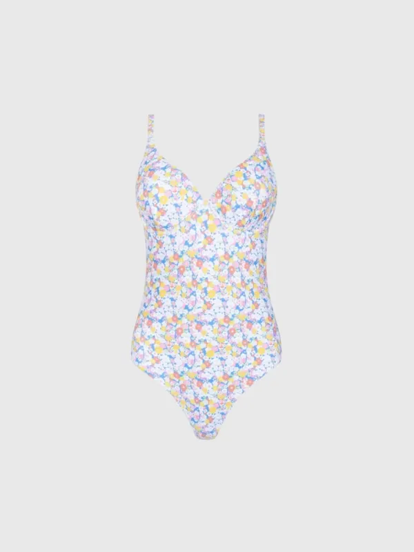 Minnow Women's Jasmine Blossom V-Neck One-Piece Swimsuit made by minnow