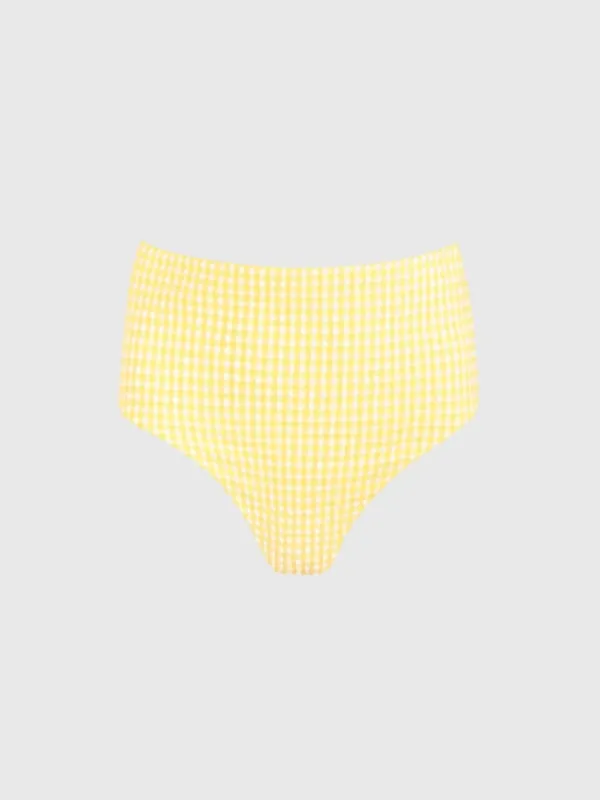 Minnow Women's Soleil Gingham High Waist Bikini Bottom made by minnow